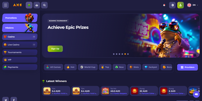 Axecasino のサイトプレビュー