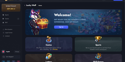 Prévia do site de Lucky Wolf